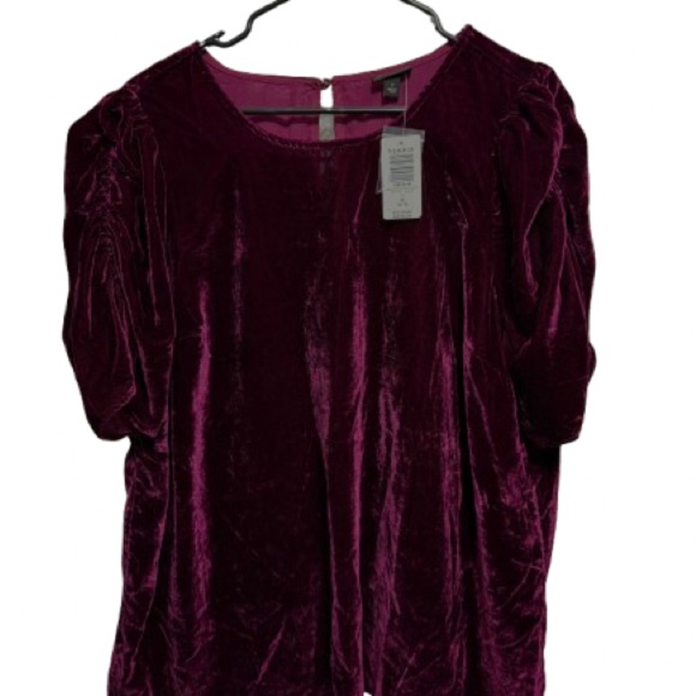 NWT Torrid burgundy,  velvet shortsleeve  caterpillar sleeve, top size 1…